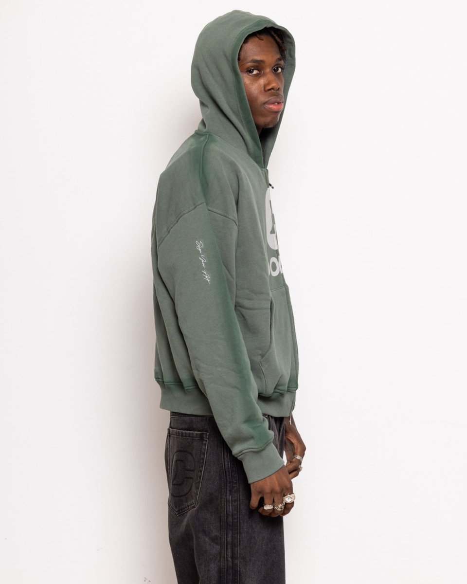Break Green Zipped Hoodie