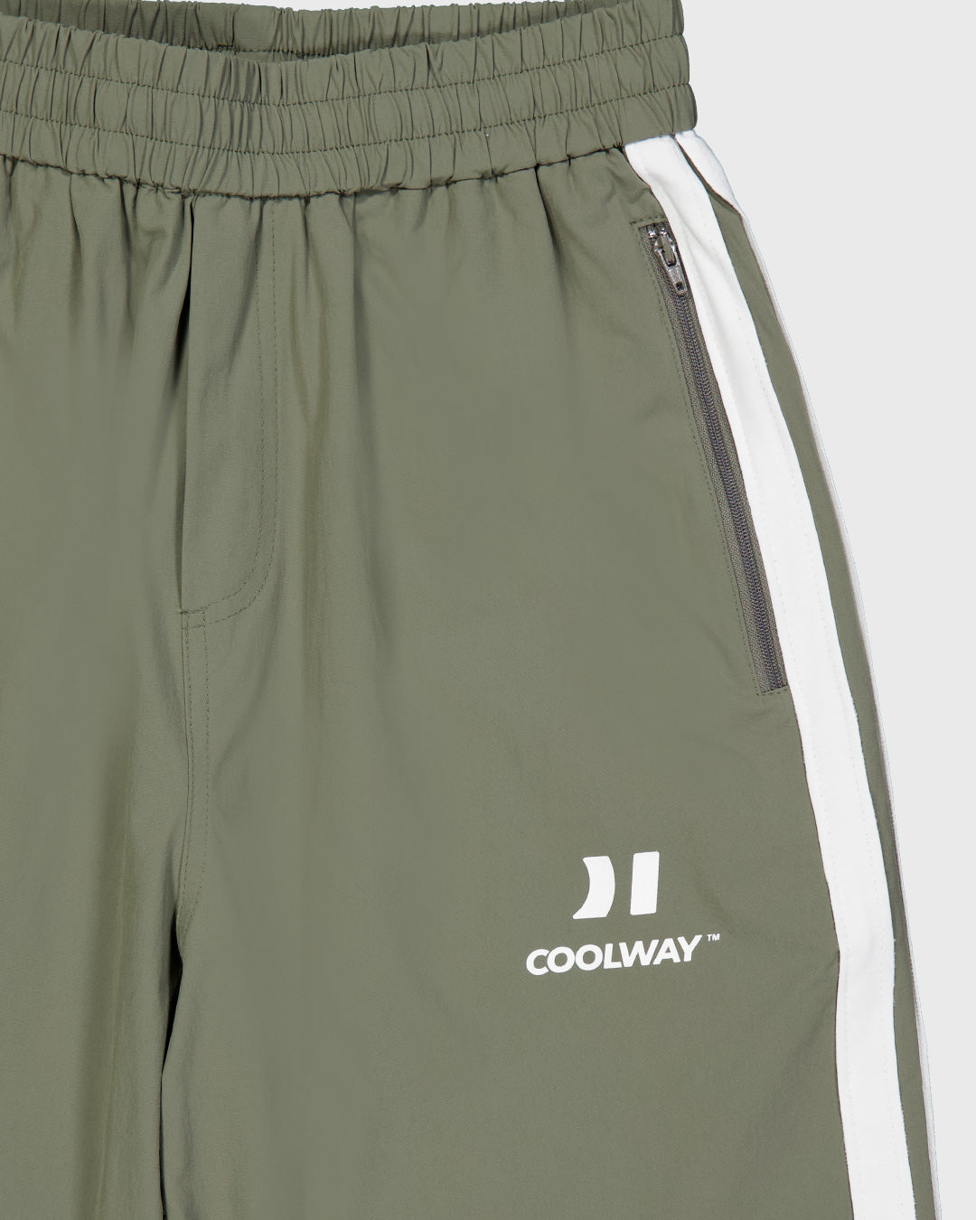 Olive Nylon Track Pants