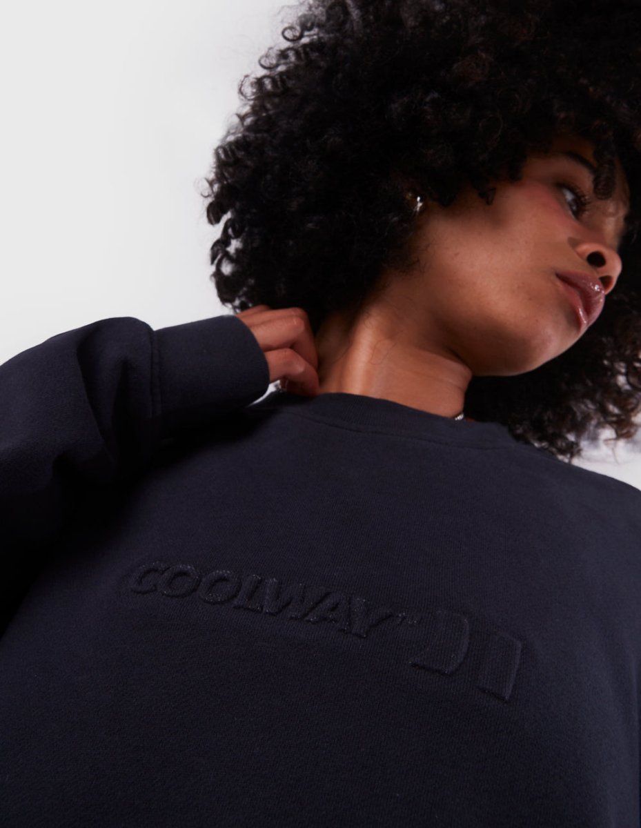Embossed Black Crewneck