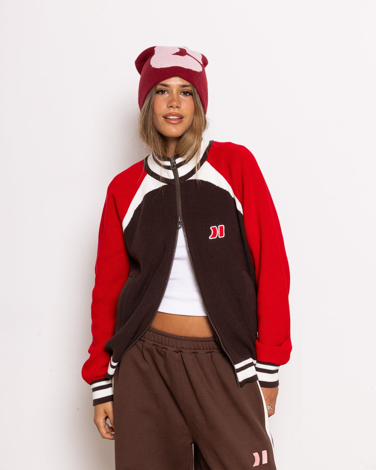 Brown knit zipper | Coolway Sneakers Brand