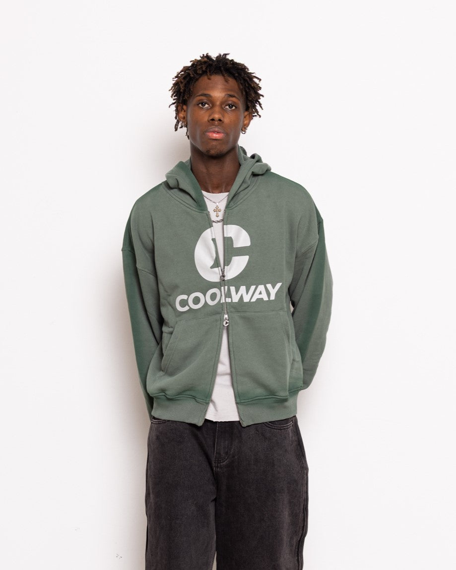 Break Green Zipped Hoodie